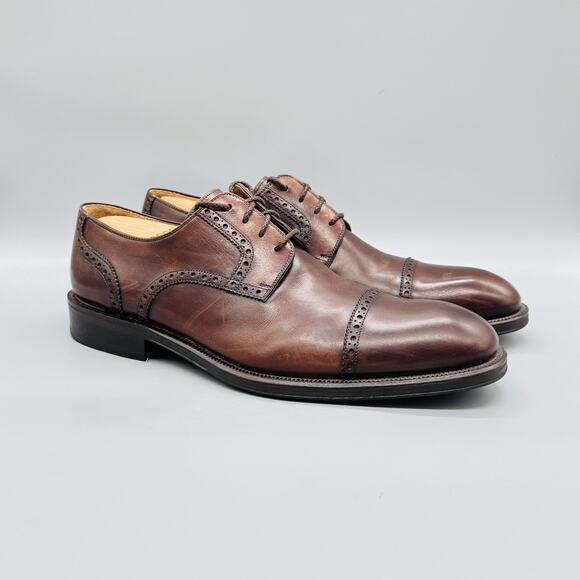 Magnanni Shoes Mens 11.5 Brown Leather Cap Toe Derby Oxford Dress Leather Sole main image 8